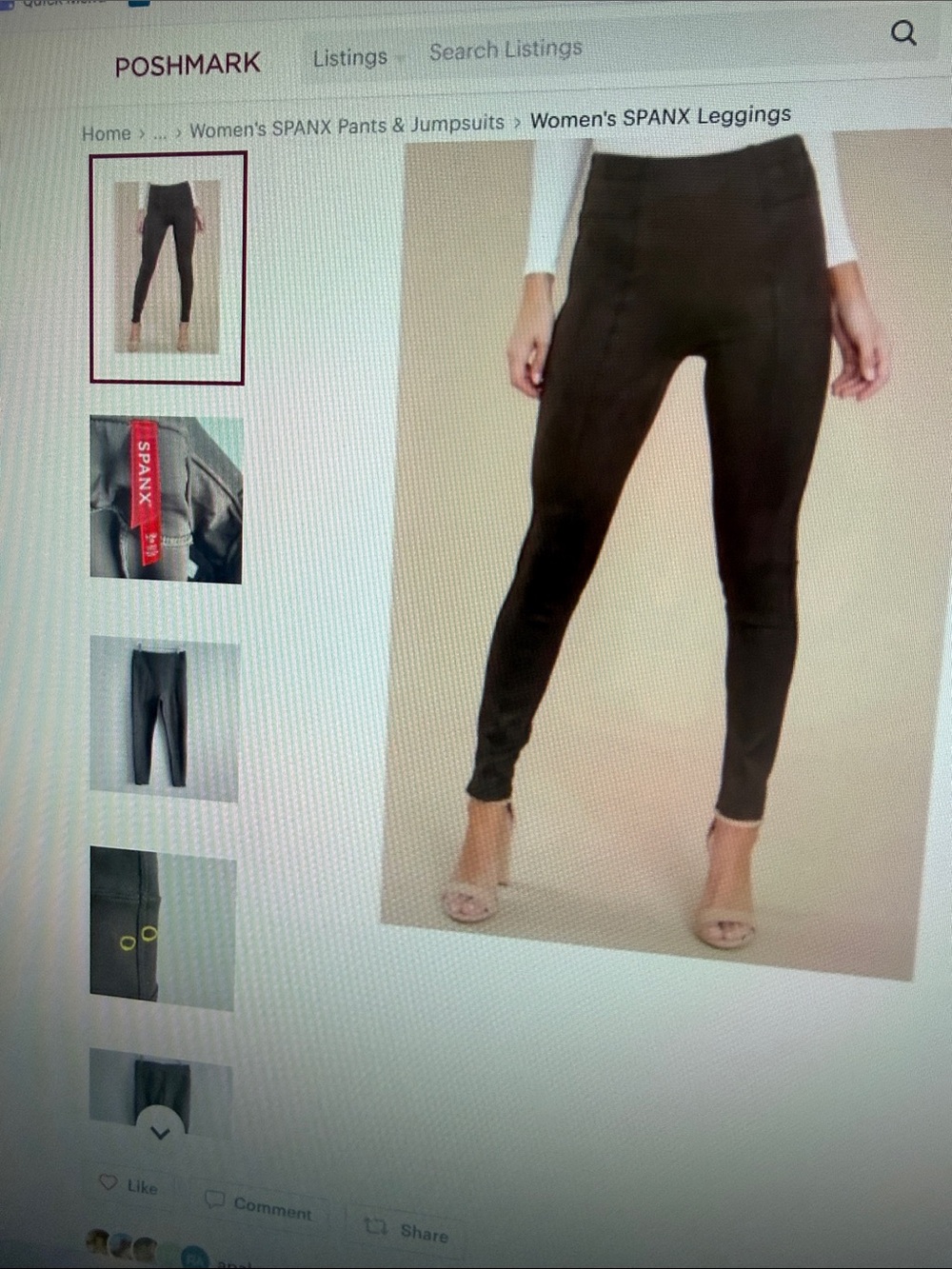 SPANX Brown Faux Suede Leggings - xl